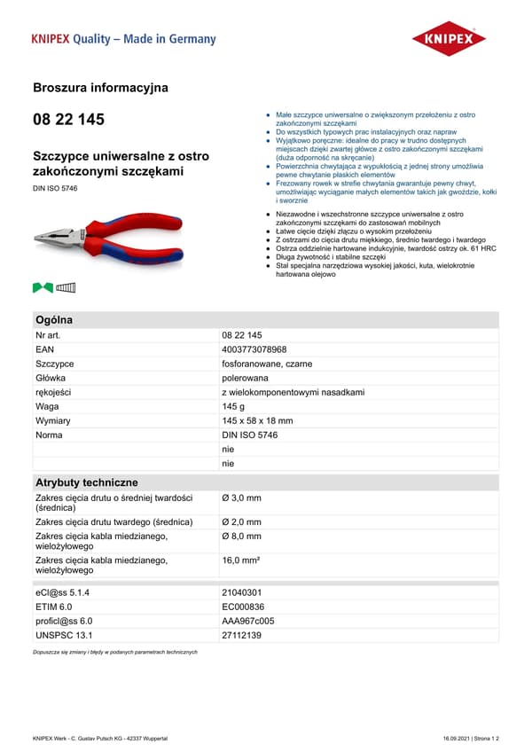 KNIPEX Spetstång