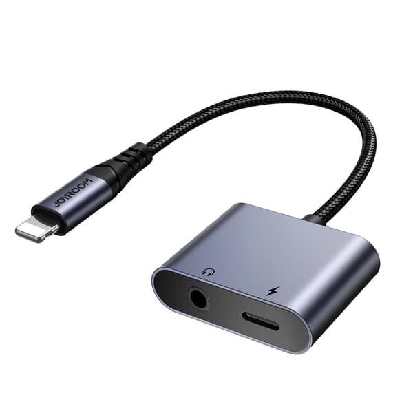 Joyroom SY-L01 Lightning til Lightning / 3,5 mm minijack DAC-adapter 2i1 – Sort