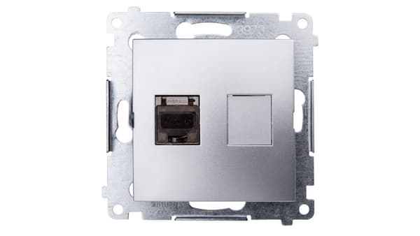 Kontakt-Simon Computerstik Simon 54 enkelt RJ45 kat 6 skærmet sølvmat (D61E.01/43)