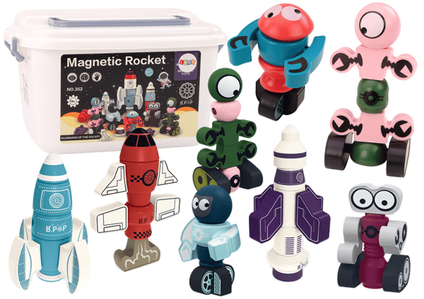 Magnetiska block rymdraketset 56 delar. Magnetisk raketmix