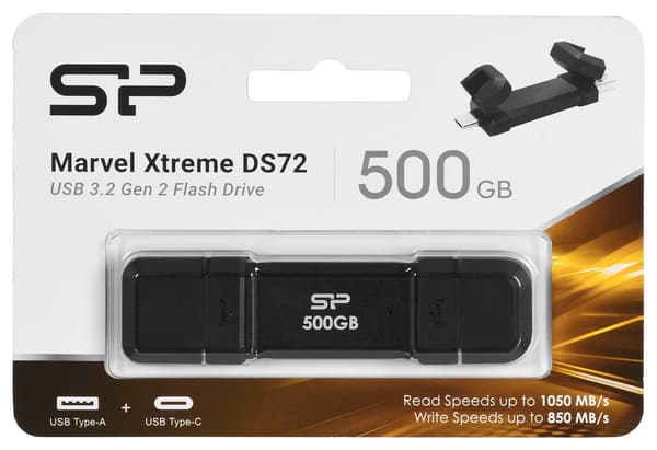Silicon Power Silicon Power Silicon Power 500GB Bærbar-Stick-SSD USB 3.2 DS72 Sort