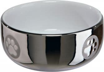Trixie Kattskål, keramik, 0,3 l/ 11 cm, silver/vit