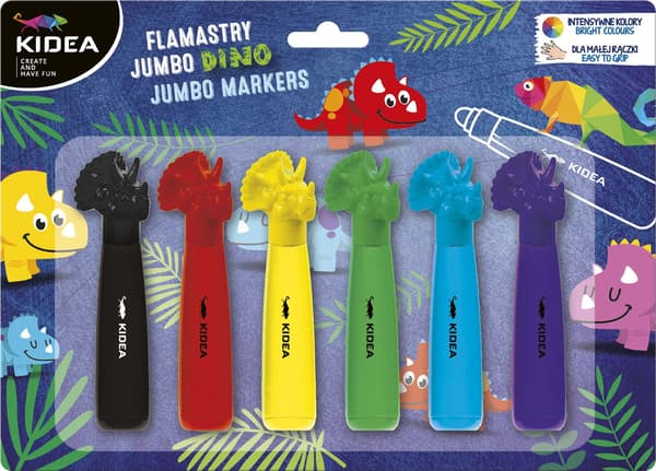 6KOL JUMBO-Kynät DINOZARY KIDEA -HAHMOILLA B/C
