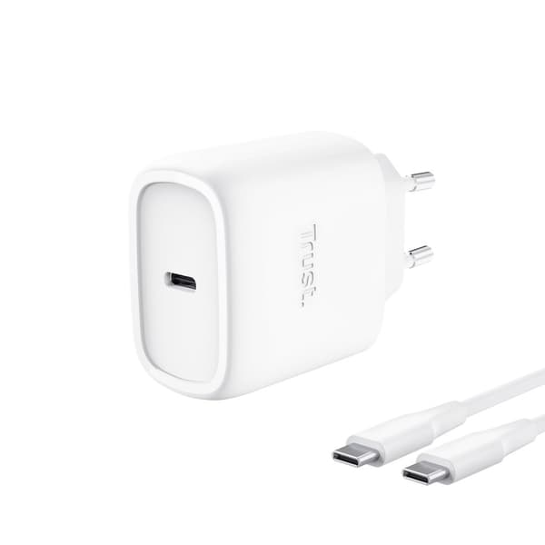 TRUST GaN-laturi MAXO 45W, USB-C, Applelle, valkoinen