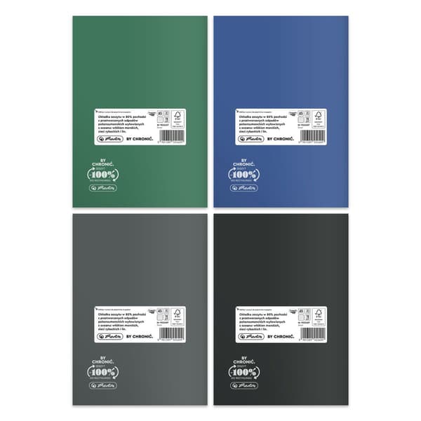Notesbog A5/60K gitter Eco PP Ocean Colors (5 stk.)