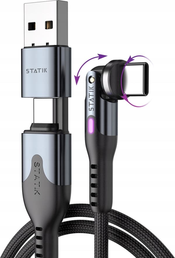 STATIK Statik PowerPivot Pro USB-kaapeli - USB-C-kaapeli - USB-C 1m, nailonpunottu (musta)