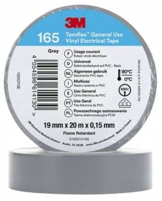 Eristysnauha 19mm x 20m PVC Temflex 165 harmaa 7100184804