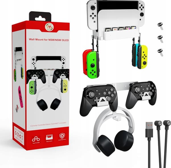 JYS Väggfäste Väggupphängning för Nintendo Switch/Switch OLED/Switch LITE/NS252