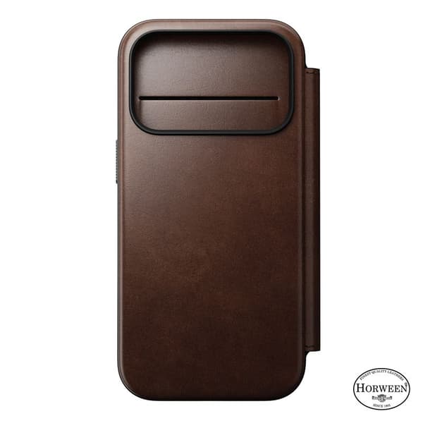Nomad Modern Leather Folio, rustik brun (Horween) - iPhone 17 Pro