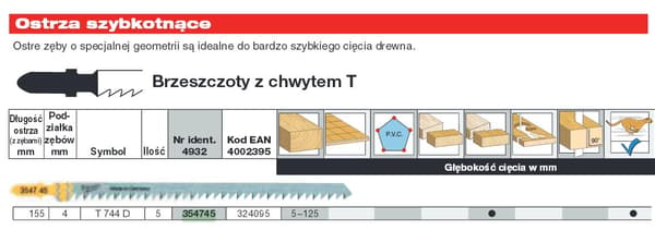 MILWAUKEE STICKSÅGSBLAD T744D 155mm SET - 5st SNABB KAPNING FÖR TRÄ