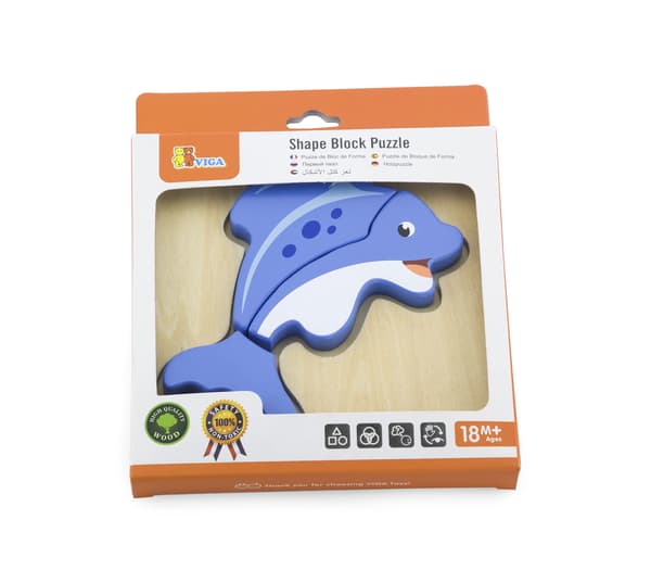 VIGA Første Træpuslespil Baby Delfin