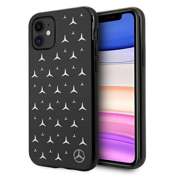 Mercedes beskyttelsescover med sølvstjernemønster til iPhone 11 / Xr, sort