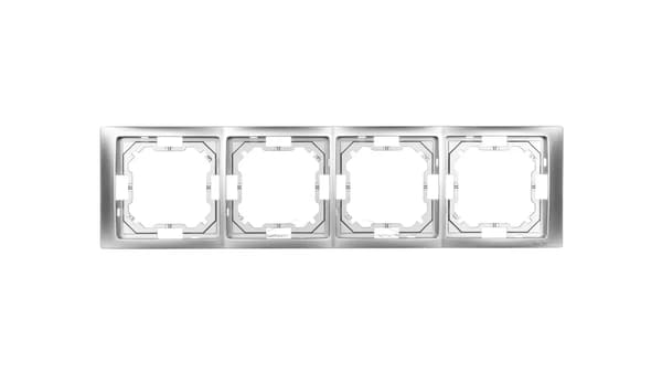 Kontakt-Simon 4-faldig ram Basic Neos silver matt metalliserad (BMRC4/43)