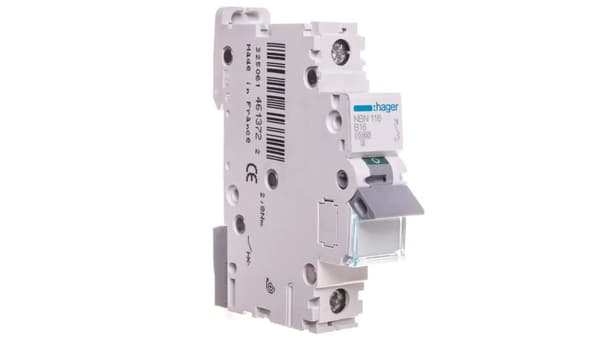 Hager Adapterafbryder 1P B 16A 10kA AC (NBN116)