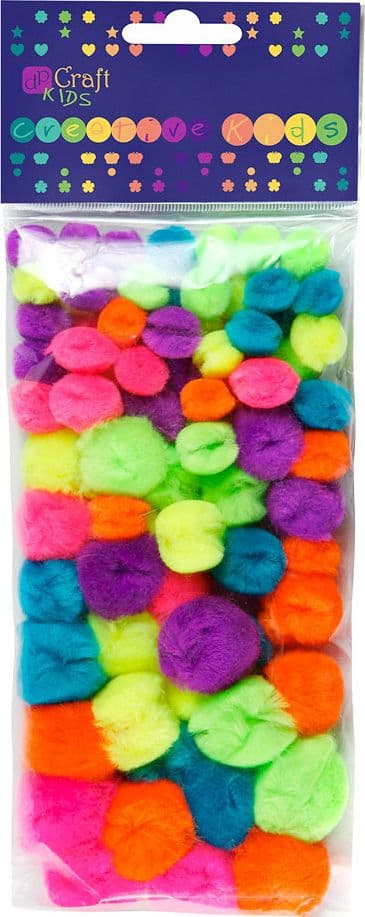 Akryl neon pomponer 78 stk. mix