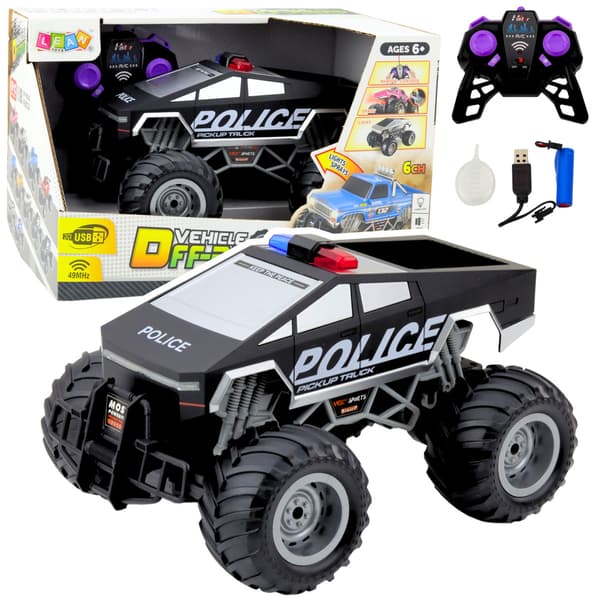 Off-Road RC Politibil Fjernstyret Sort 1:16