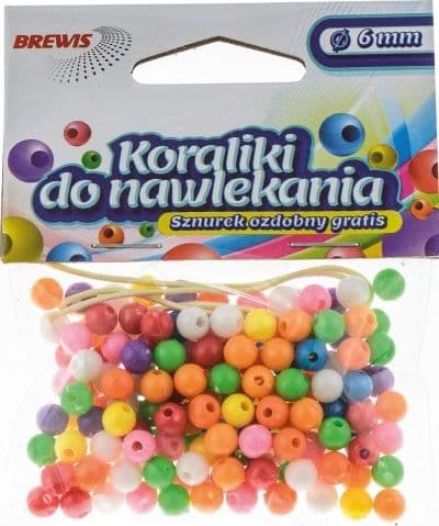 Träpärlor flerfärgad + snöre 6mm 16g