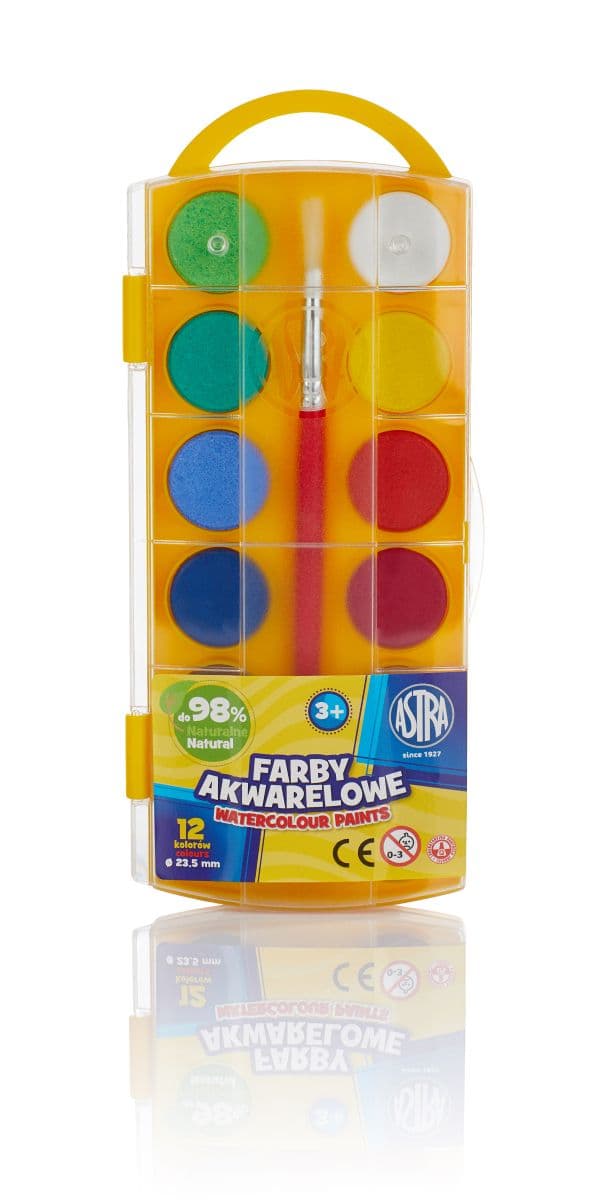 Akvarelmaling fi 23,5 mm 12 farver ASTRA