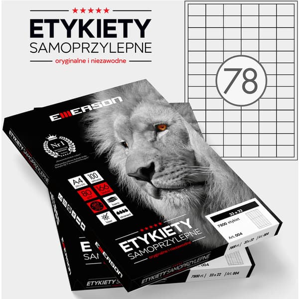 ETIKETTER 33 X 22,0 MM. 78 ST/A4 EMERSON UNIVERSAL
