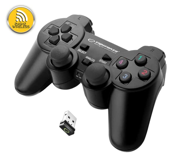 ESPERANZA LANGATON PELIOHJAIN 2.4GHZ PS3/PC USB GLADIATOR MUSTA