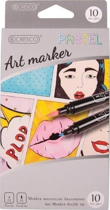 Kunstmarkør dobbeltsidet 10 farver pastel