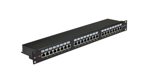 Patchpanel 19 tommer 24 x RJ45 kat.5e 1U, skærmet CU.PP.00009