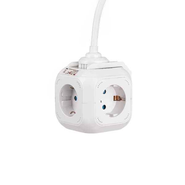 Prelooser Cube 4 stikdåser 2 USB-stik 1.55MM 1.4M V-TAC VT-1154-2