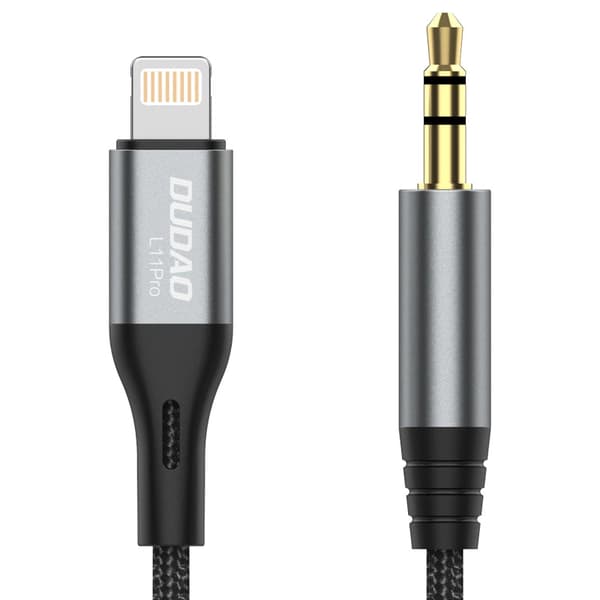 Dudao Lightning til Mini-Jack 3,5 mm lydkabel 1 m grå (L11PRO)