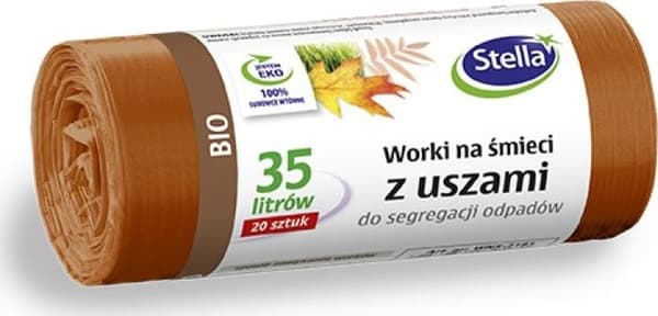 Stella Säckar med öron STELLA, för sortering av bioavfall, 35 l, 20 st., brun, brun