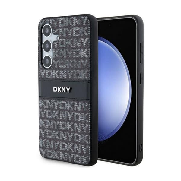 DKNY DKHCS24SPRTHSLK S24 S921 musta/black hardcase Leather Mono Stripe & Metal Logo