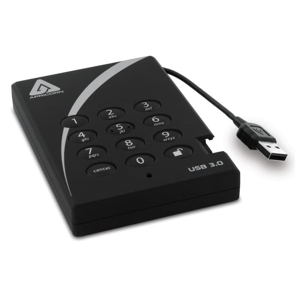 Apricorn hårddisk A25-3PL256-2000 - 2TB - USB 3.0 - Svart