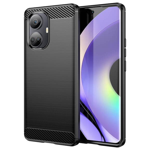 Carbon Case cover til Realme 10 Pro fleksibel silikone-carbon cover sort