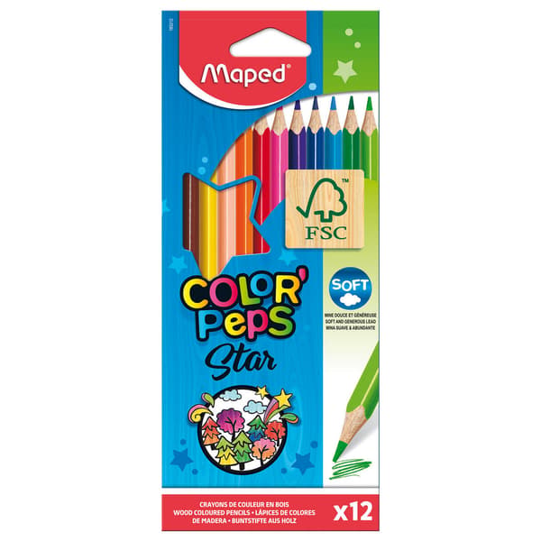 Colorpeps trekantede blyanter 12 farver MAPED