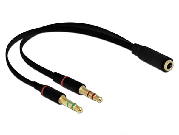 AV-adapter Delock Jack 3.5mm - Jack 3.5mm x2 svart (65967)