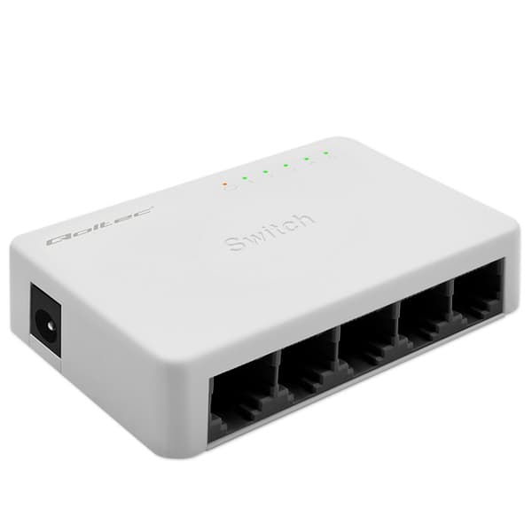 Qoltec SWITCH Netværkskontakt 5 x RJ45 Port | 100Mbps | Fast Ethernet | LAN