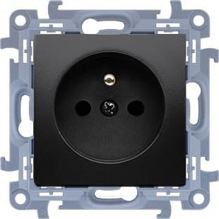 Simon 10 Enkelt stikkontakt med frontskinne (modul) quick-release, mat sort CGZ1CZ.01/49