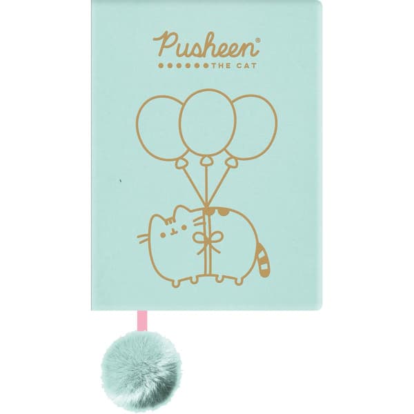Plys Notesbog A5 96k Linje Pusheen Mint Guld