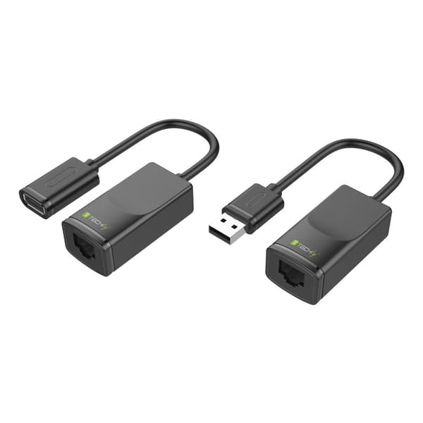 Techly 103199 USB-forlænger over RJ45 netværkskabel, op til 60m