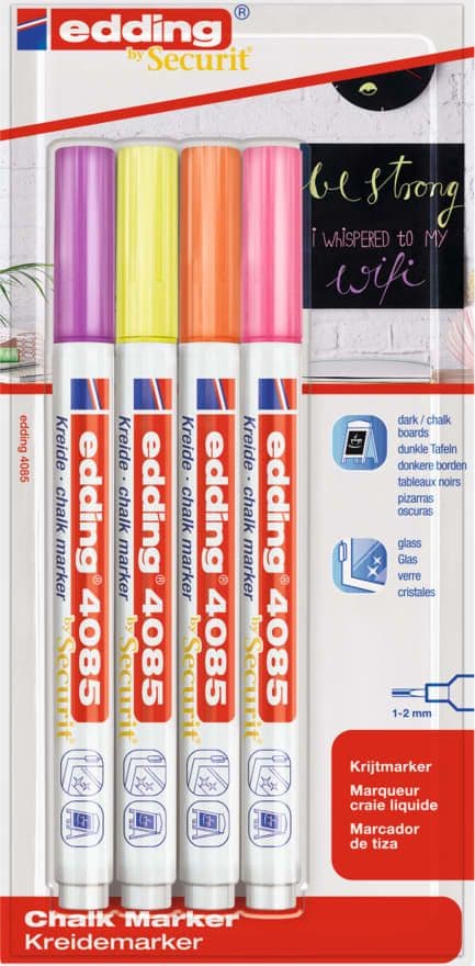 Edding edding Kridtmarkere, 4 stk., farvede, 4085