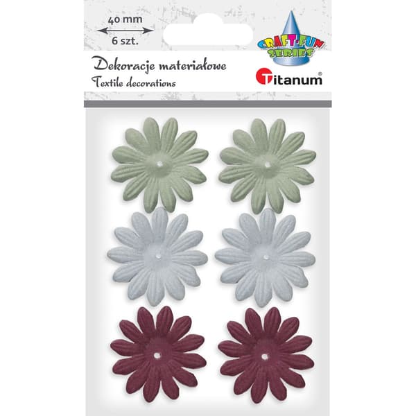 Materialblommor 3D skum 40mm mix 6st