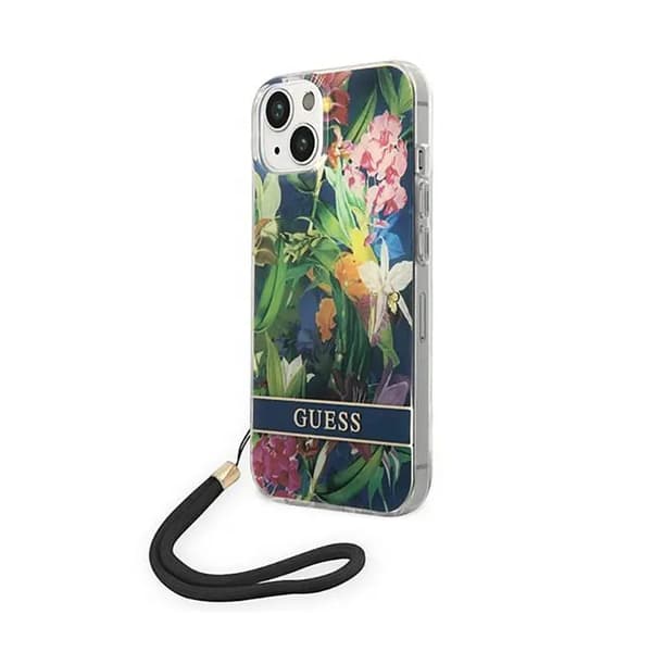 Guess GUOHCP14MHFLSB iPhone 14 Plus 6,7 \"blå / blå Hardcase Flower Strap
