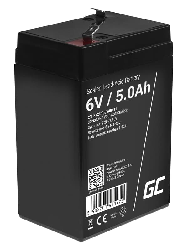 GREEN CELL Batteri AGM 6V 5AH