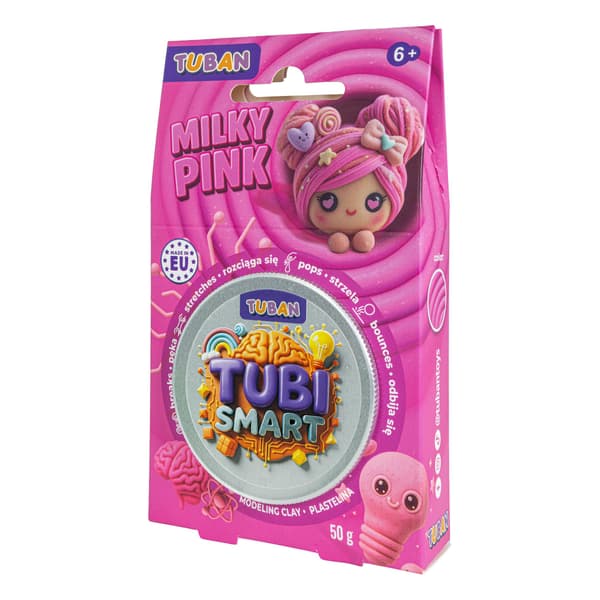 Tubi Smart sensorisk ler Mælkeagtig Pink strækker, skyder, hopper ZA6129