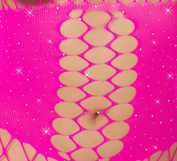 Cottelli Collection Fantasy Rosa Bodystocking med Strassmidja