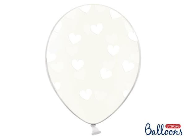 Balloner 30cm, Hjerter, Krystalklar (1 stk./6 stk.)