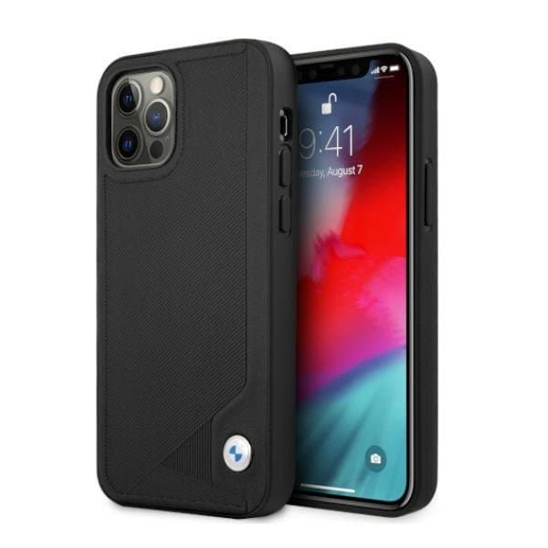 BMW Læder-Deboss-Cover til iPhone 12 Pro Max – Sort