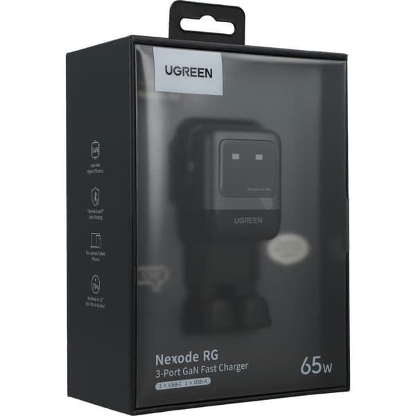 UGREEN Nexode Robot GaN vægoplader 2xUSB-A, USB-C 65W grå