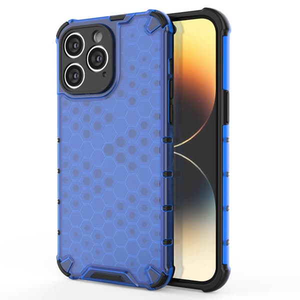 Honeycomb-fodral för iPhone 14 Pro Max pansarhybridfodral blå