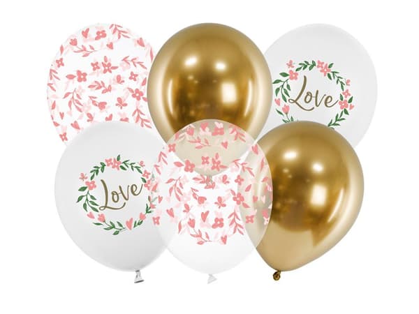 PartyDeco Latexballonger Tryckt Kärleksväxtmotiv