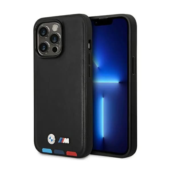 Cover BMW BMHMP14L22PTDK iPhone 14 Pro 6.1 \"sort / sort læderstempel trefarvet Magsafe